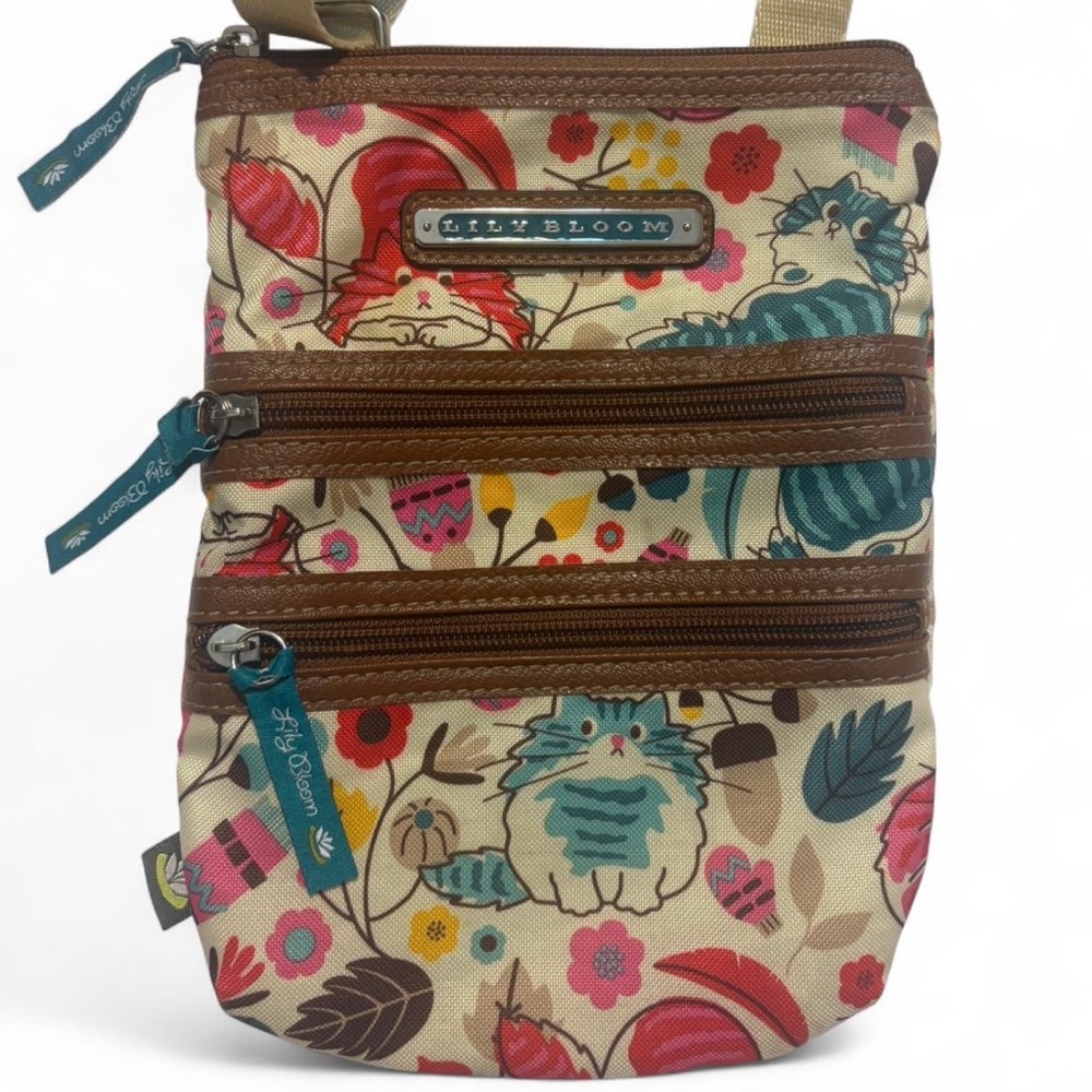 Lily Bloom Floral Cat Print Crossbody Bag